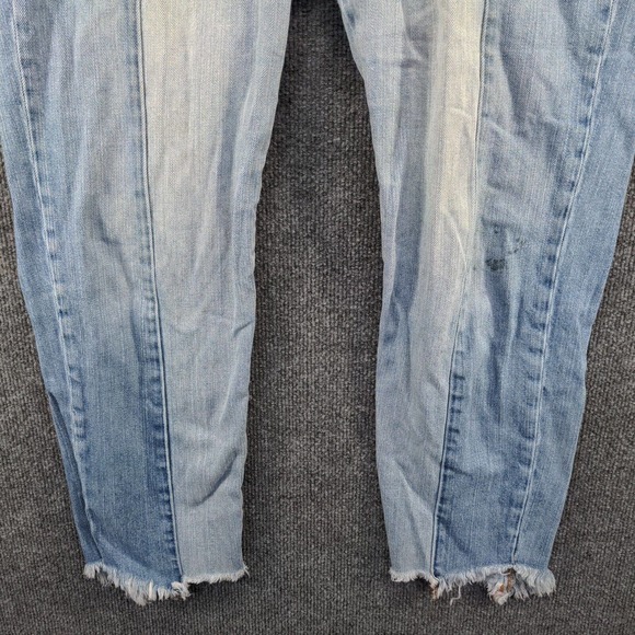 American Eagle Women's Vintage Hi-Rise Cropped Jeans Blue 10 Frayed Button Fly - Picture 8 of 15
